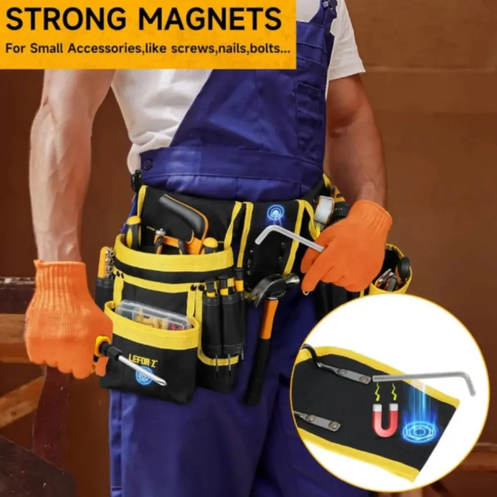 

Магнитный ремень для инструментов с 26 ремнями, прочная конструкция, магнитный держатель для инструментов, съемная поясная сумка, система с несколькими карманами
