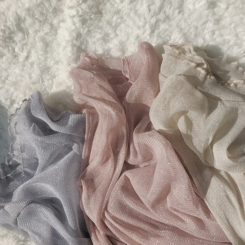 

Женский топ Ele High Collar Long Sve Base irt Lace Me Top Korean Sle Versatile Bright Silver Tead Осень Зима Ne...