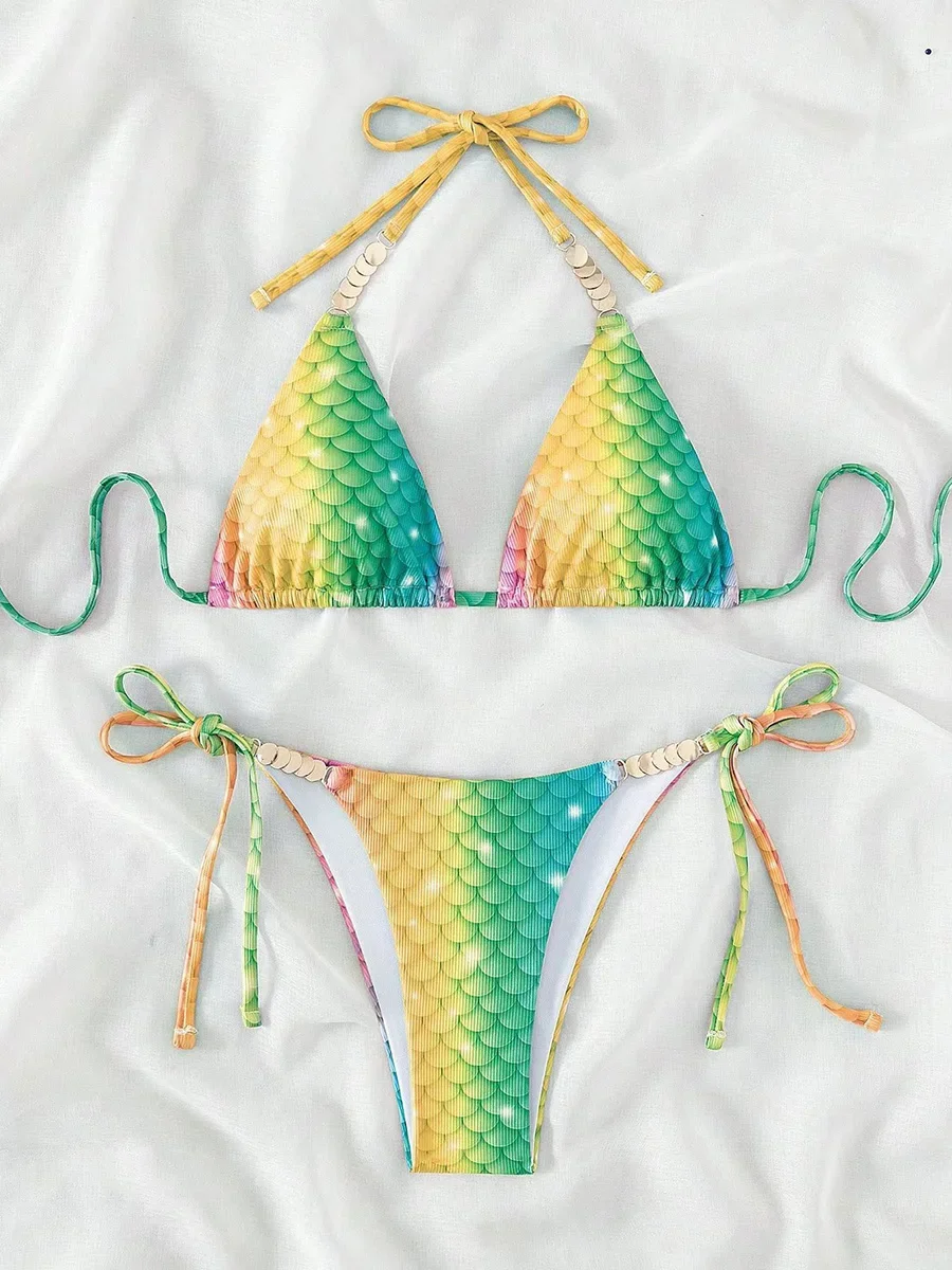 

Micro Bikini Print Women Swimsuit 2025 Sexy Swimwear Brazilian Bikini Set Thong Biquini Swim Suit Print Beachwear Female