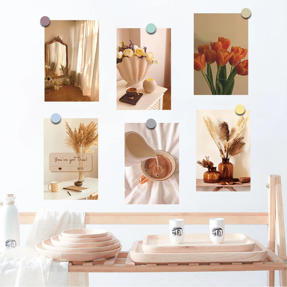 20PCS Beige Poster Sticker Collage Card Aesthetics Photography Fashion Collocation Harajuku Home Decorative Background Decals