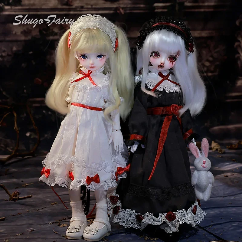 Circe Bjd Puppe 1/6 DTSN2 Blythe Reborn Twins Dunkelschwarz Lolita Antik Pyjamas Spitze Rose Harz Figur Puppen für Mädchen Shugafairy