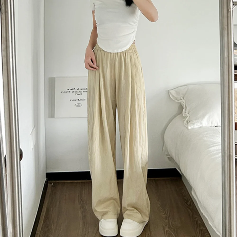 Breathable High Waist Yamamoto Pants Straight Loose Ice Silk Wide Leg Pants Slim Dropping Feeling Spring