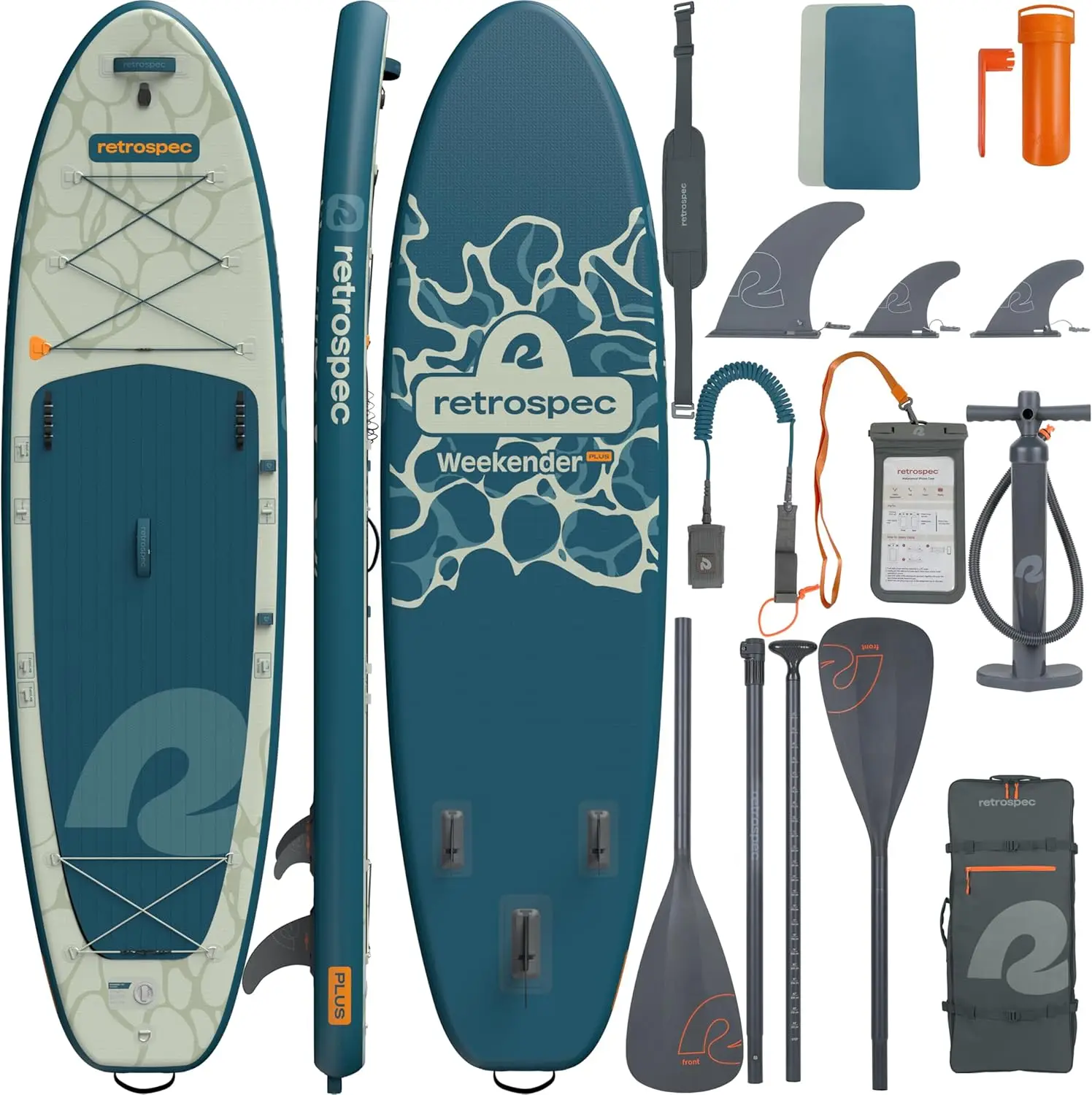 

Weekender Plus 10' Inflatable Stand Up Paddleboard Double Layer PVC iSUP Bundle w/Carrying case, 3 Piece Adjustable Aluminum Pad