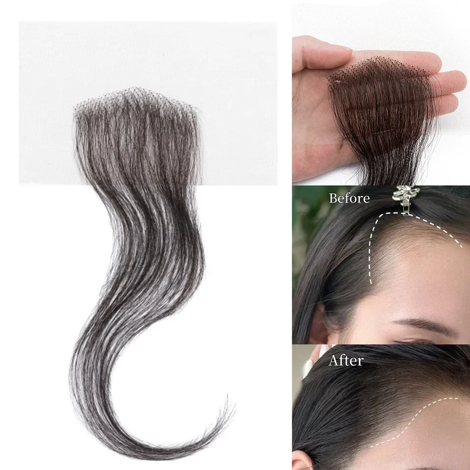 

PROKYVITY 10'' Human Hair Lace Topper Single Knot Hand-Tied Hair Sideburns Natural Hair Replacement Invisible Temple Prosthesi