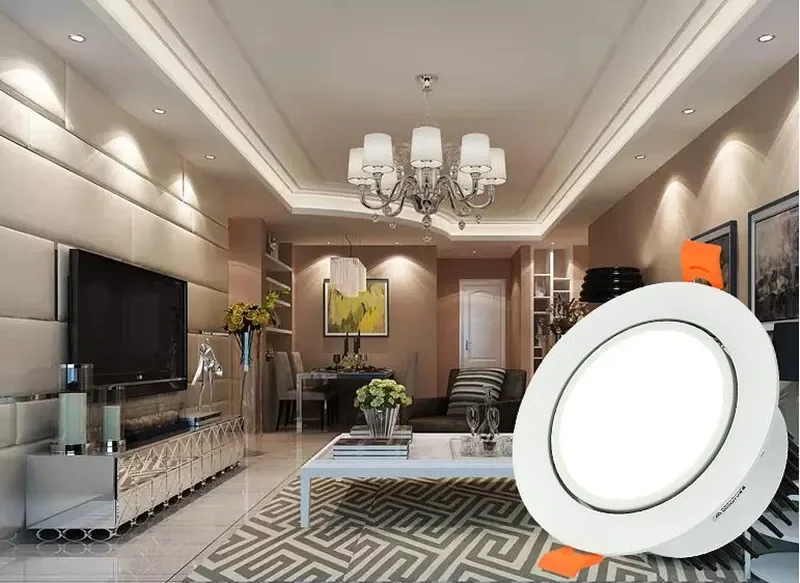 Dimmable LED COB Spotlight Ceiling Lamp Aluminum Round Panel Downlight Indoor Lighting