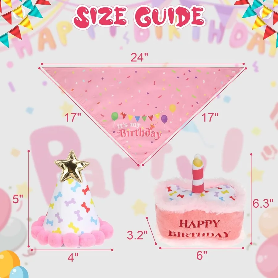 زي عيد ميلاد الكلب، قبعة لطيفة، وشاح باندا وكعكة صارصة، لعبة الكلب لحفلات أعياد الميلاد، هدية رائعة للحفلات الصغيرة