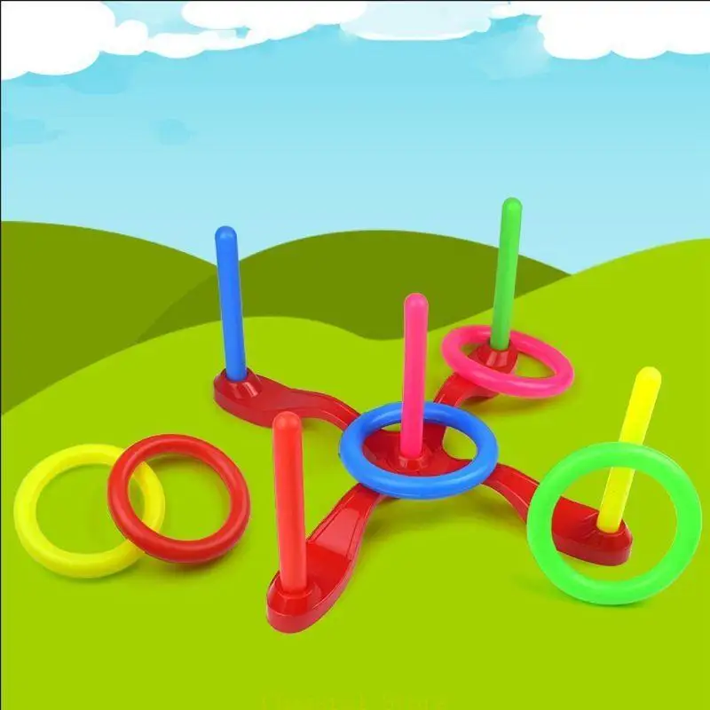 E7CE 10 Pcs Plastic Toss Rings Target Throw Carnival Backyard Park Games Kids Intelli