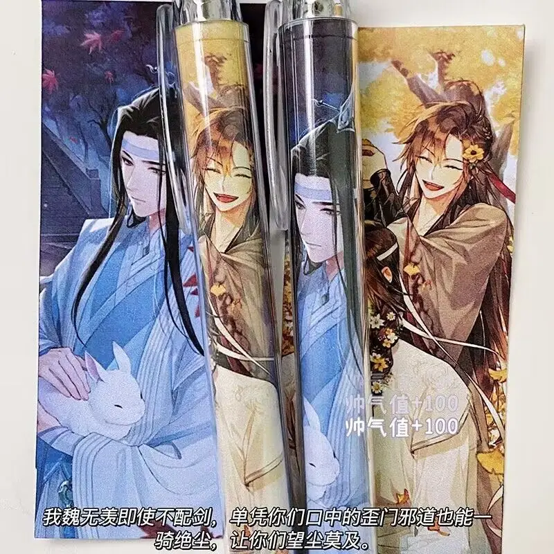 4 PCS อะนิเมะ Mo Dao Zu Shi การ์ตูนปากกาหมึกเจล Lan Wangji Wei Wuxian น่ารักสีดำหมึก Neutral การเขียนเครื่องเขียนปากกาอุปกรณ์สำนักงาน