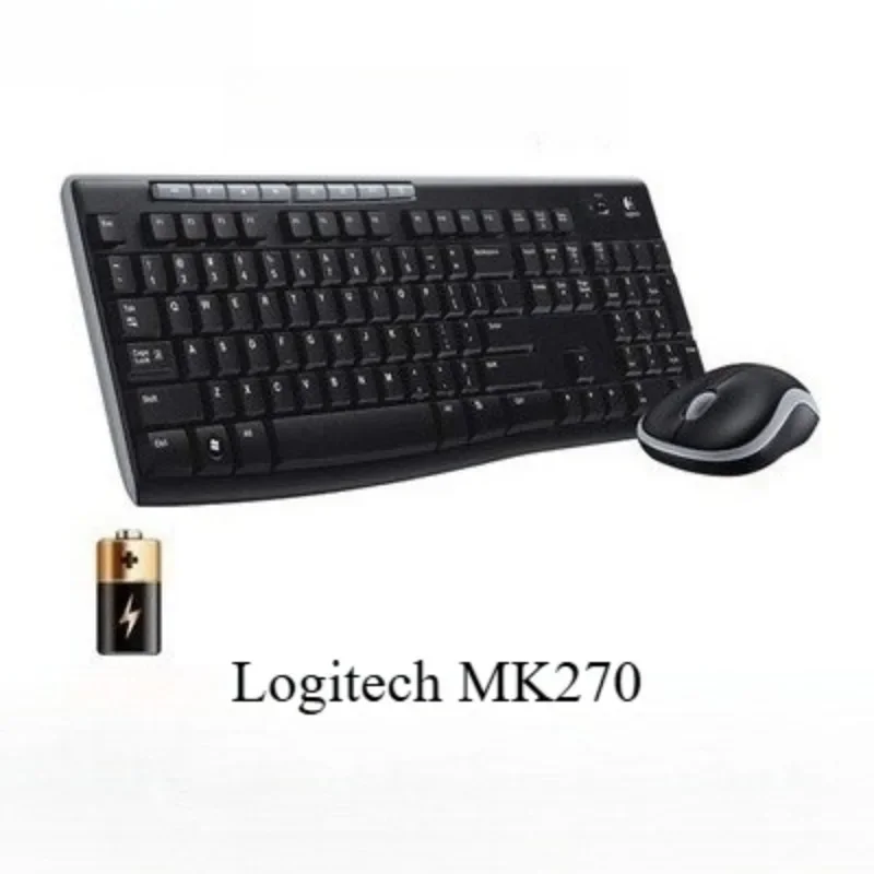 Logitech MK270 Full Size Wireless Keyboard & Mouse Combo 2.4G Nano Receiver Anti-Spill Ergonomic Durable Home Office PC Laptop