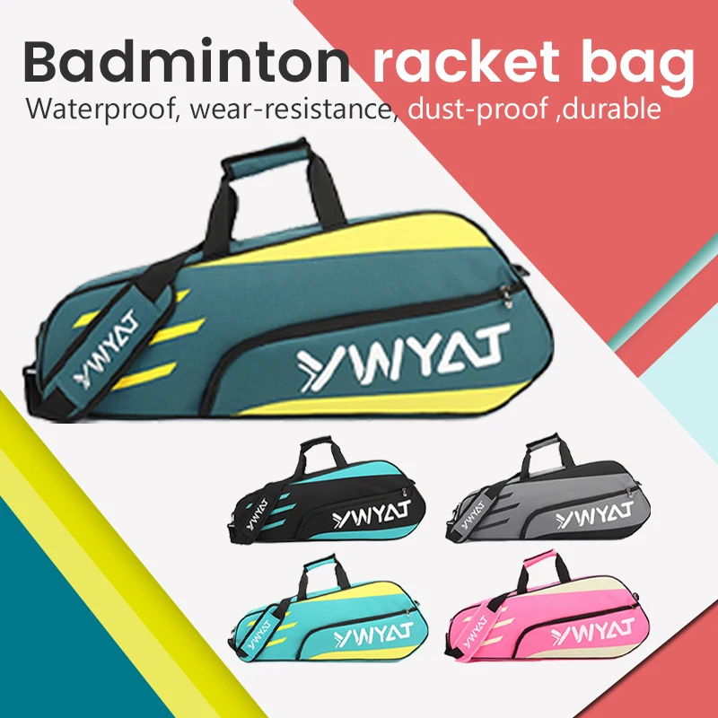 Nylon Waterproof Badminton Racquet Backpack Badminton Bag Sports Training Fitness Racket Bags Men Women Large Capacity Gym Bag