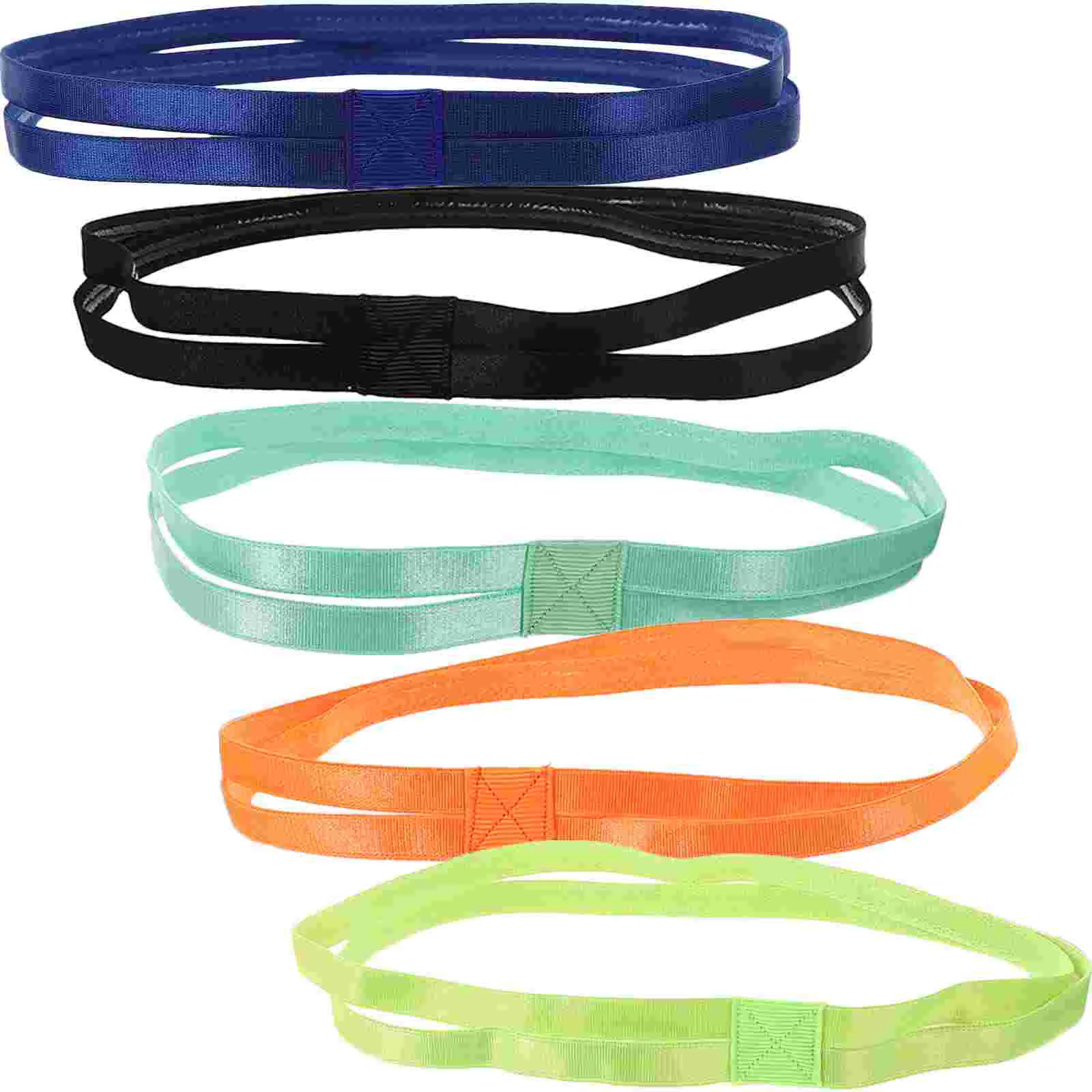 5 Pcs Double Non-slip Sports Running Headband Elastic Candy Color Yoga Workout Sweatbands Training Headbands Fabric Fitness