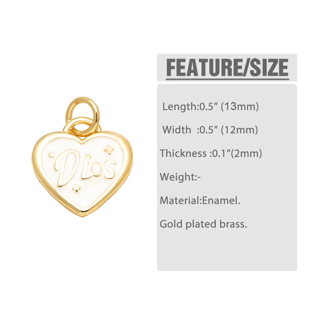 OCESRIO Enamel Heart Charms for Bracelet Copper Crystal Airplane Cross Keychain Purse Charm Jewelry Making Supplies chma504 view 4