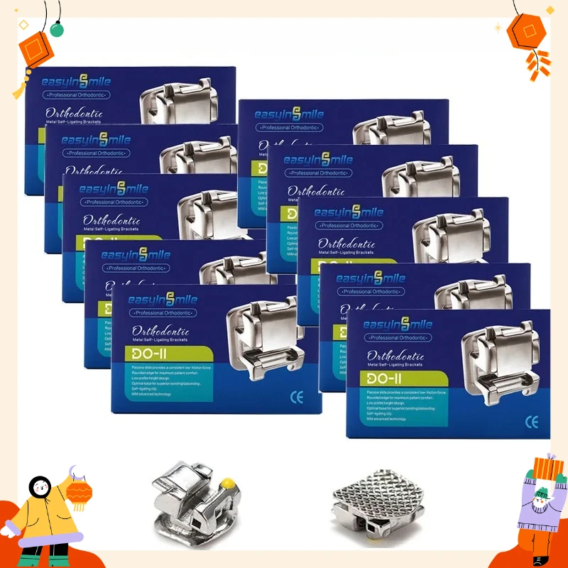 10sets Dental Self Ligating Bracket Orthodontic Braces Passive Type Roth 0.022 Hooks 345 with Buccal Tubes