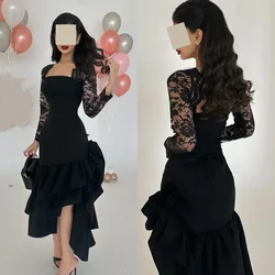 Customized Elegant Jersey Pleat Mermaid Square Neck Midi Dresses Evening Dresses Classic Exquisite Modern Style Pastrol Unisex C