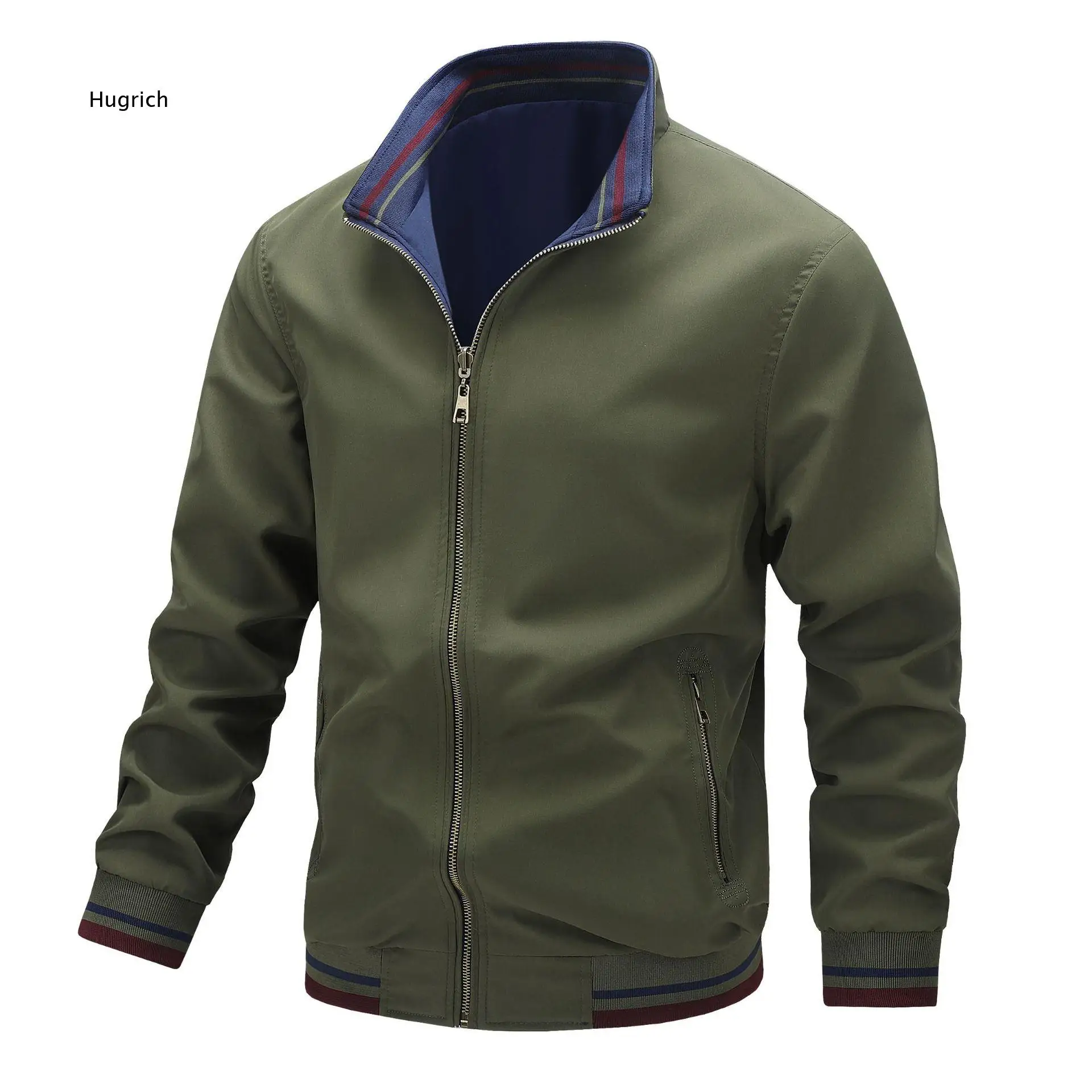 Mens Reversible Stand Collar Flight Jacket For Spring And Autumn Casual Style Outerwear Coat For Daily Travel Outdoor Walking A