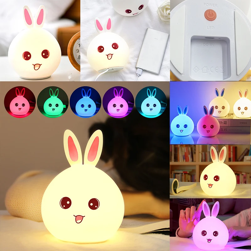 Lâmpada de Silicone de Panda Bonito, Sensor de Toque, LED Recarregável, Lâmpada de Quarto, Lâmpada de Cabeceira, Brinquedo de Desenho Animado, Luz Noturna para Dormir, Presente de Aniversário para Crianças