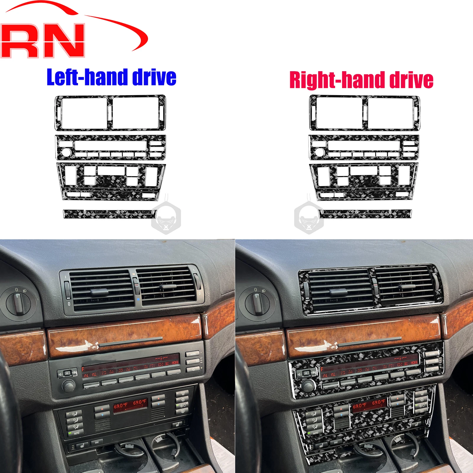 

For BMW 5 Series M5 E39 1998-2003 Refit Forged Carbon Fiber Center Control Set Panel Car Interior Accessories Decorative Sticker