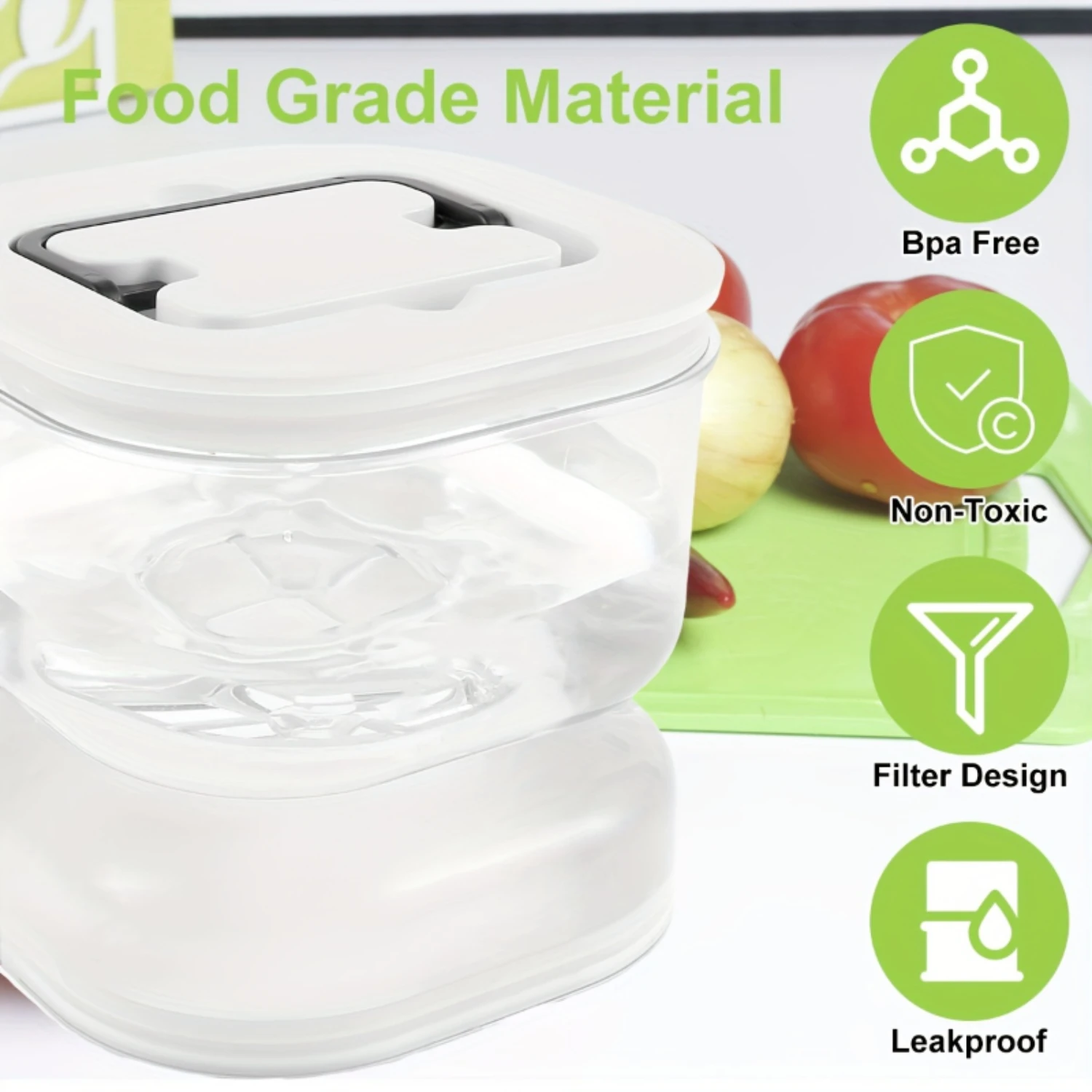

Container with Strainer Pickle Olive Jar Forks Leakproof Airtight Food Reusable Multipurpose Juice Separator Jar 900-1000ML