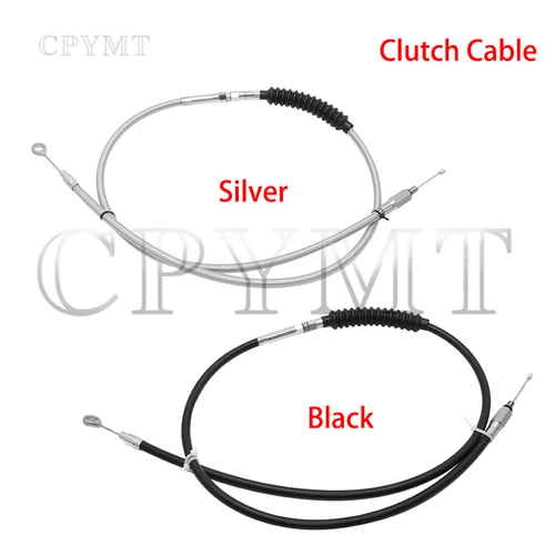 Cable de línea de embrague de motocicleta, negro/plateado, apto para Harley Dyna Softail Fat Boy Road King Sportster Iron XL 883 XL1200