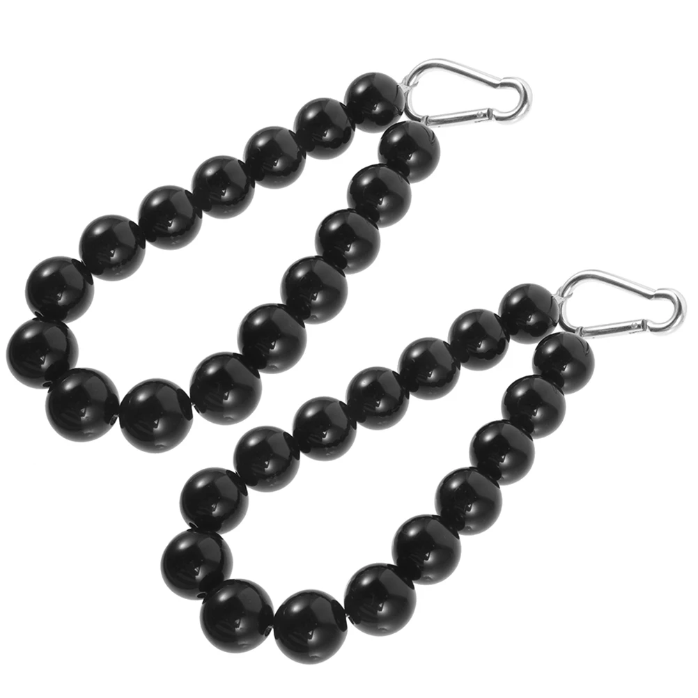 

2 Pcs Bead Chain Fixing Rope Ring Stainless Steel Black White Gray Beaded Retainer Flagpole Windproof PVC Pole Accessories