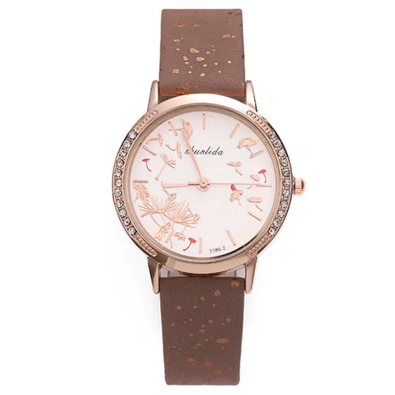 Fashionable Trendy Wristwatches New Round Women\'s Watches with Korean Style Leather Strap Student Quartz Watch for Women Relojes