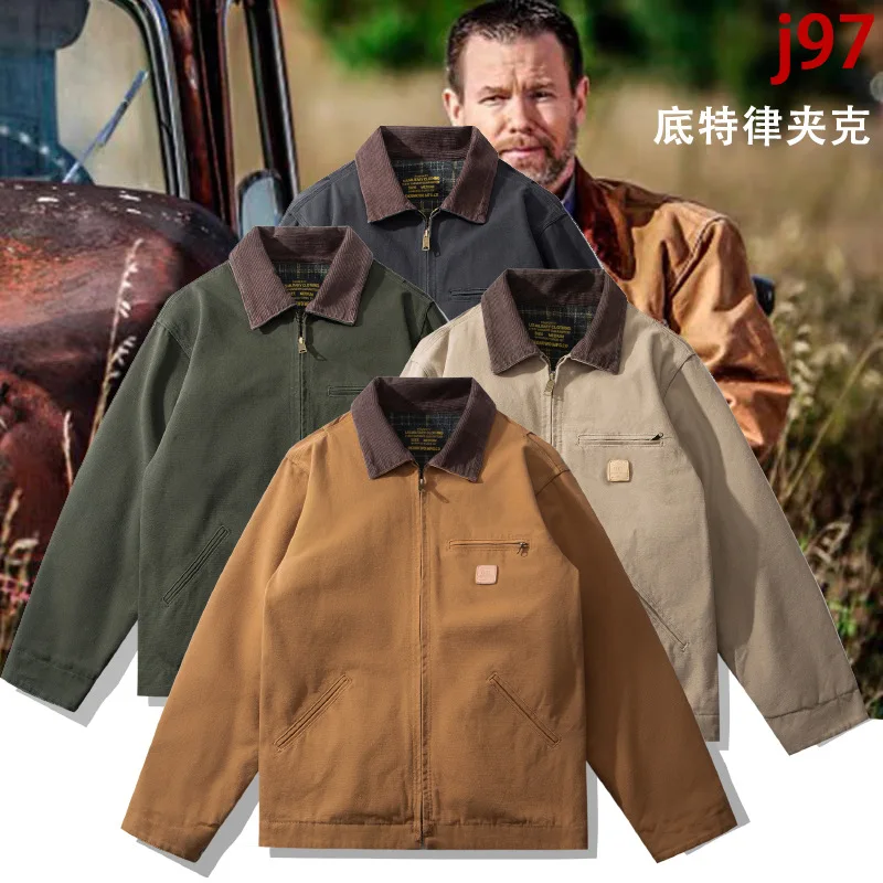 Retro curto j97 jaqueta de vôo pesado motocicleta à prova vento solto bombardeiro camisa ao ar livre trekking acampamento treinamento windbreak masculino