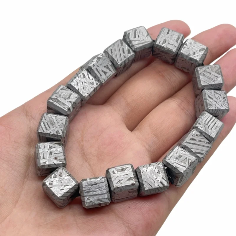 Authentic Muonionalusta Iron Meteorite Beaded Bracelet  Fine Meteorite Collection Piece L5
