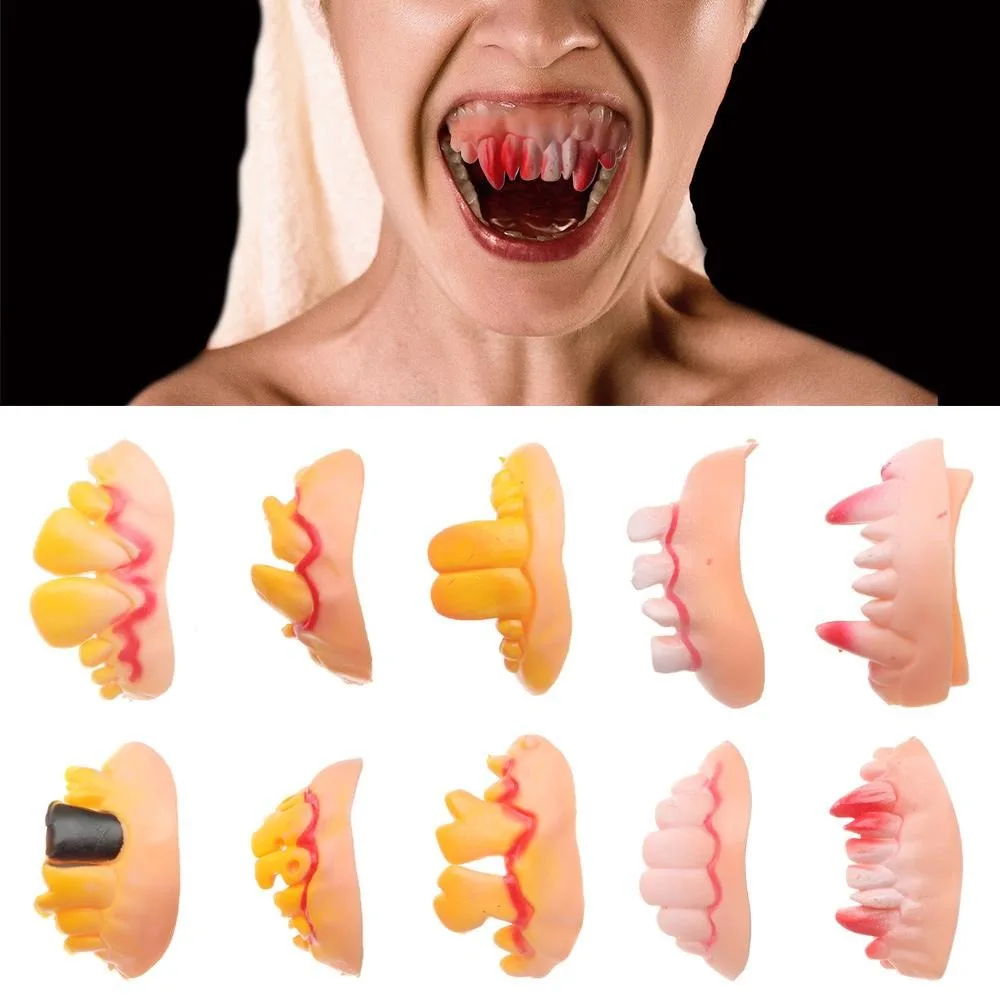 10PCS Kreative Lustige Falsche Zahn Gummi Streich Trick Requisiten Zahn Spielzeug Aprilscherz Witze Spielzeug Zahnersatz Bucktooth Lustige Gadgets