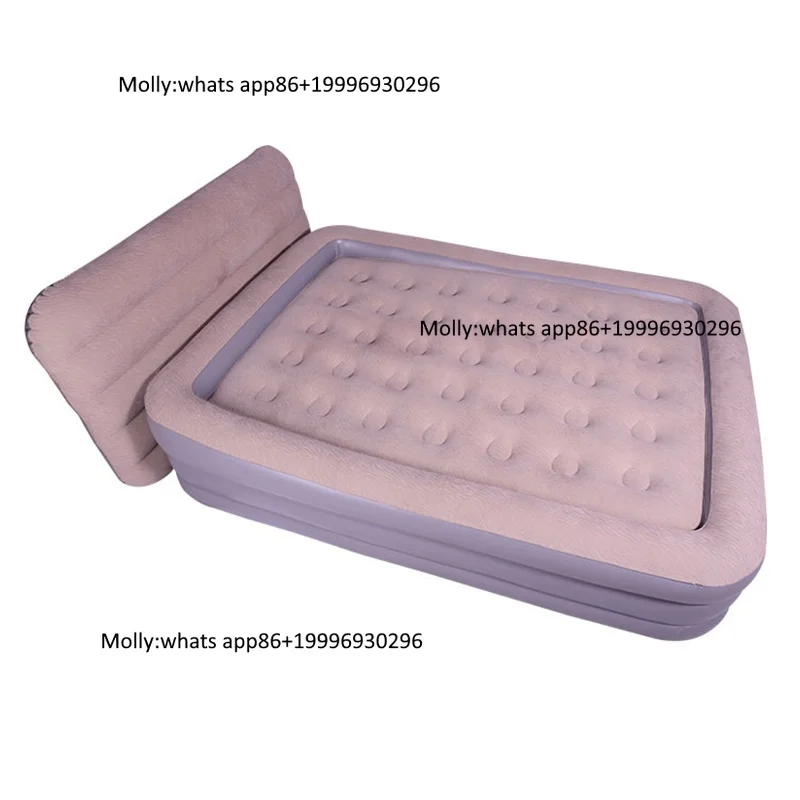 Customized Thickened Elevated Home Furniture Inflatable Bed Backrest Portable Flocked Air Mattress Two People Outdoor Leisure