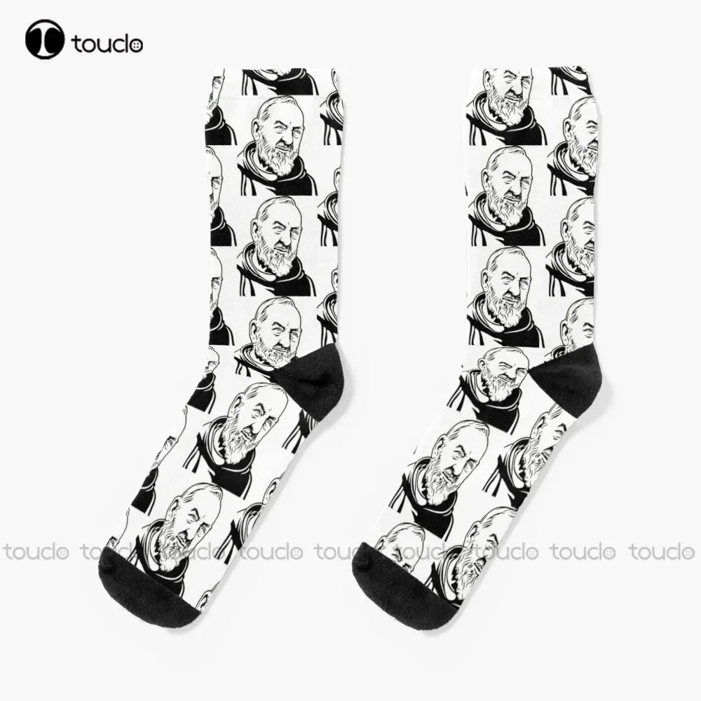 Padre Pio Catholic Saint Faith Religious Socks Dance Socks 360° Digital Print Unisex Adult Teen Youth Socks Personalized Custom