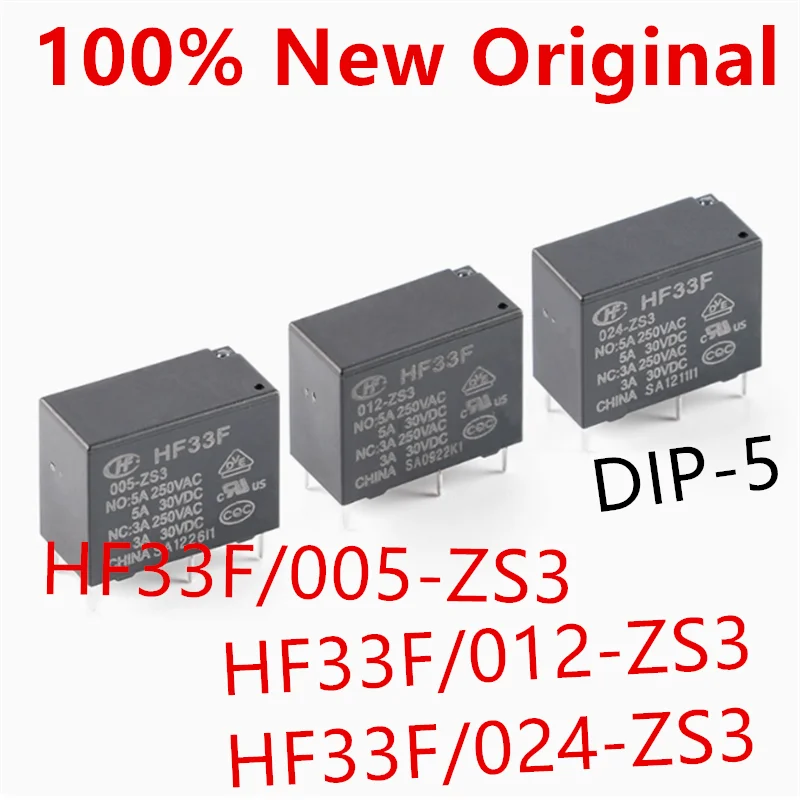 10piece  HF33F/005-ZS3 、HF33F/012-ZS3 、HF33F/024-ZS3  DIP-5  New power relay  HF33F-005-ZS3 、HF33F-012-ZS3 、HF33F-024-ZS3