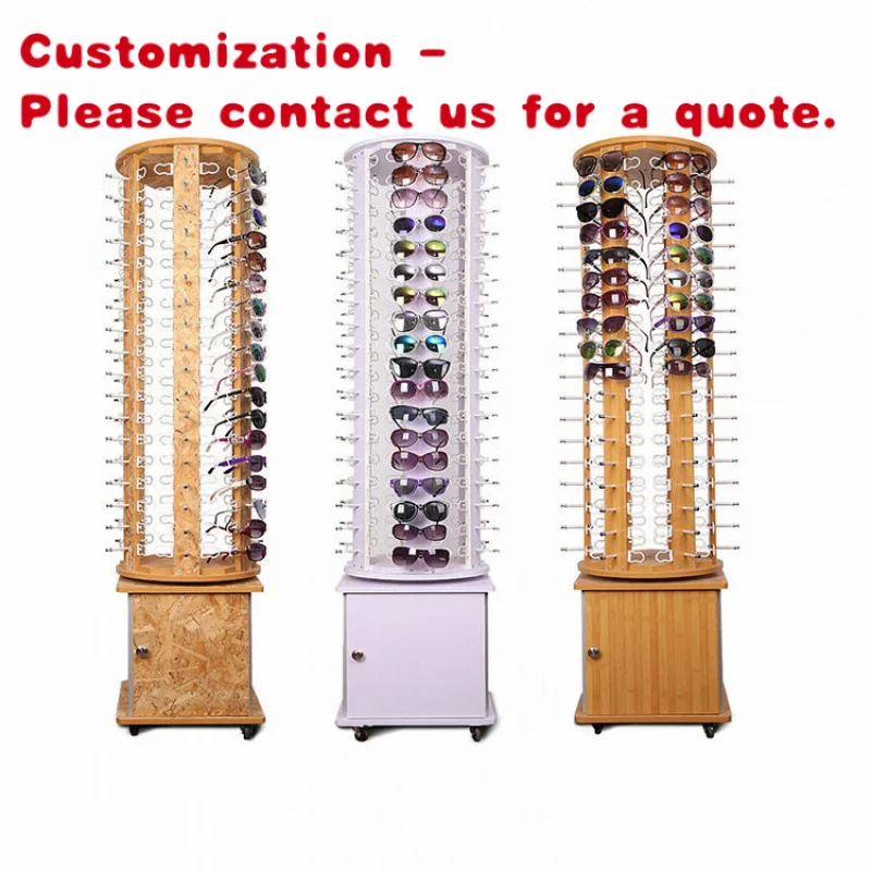 custom.Mobile Rotating Eyeglass Spinning Sunglasses Wood Rack Eyewear Display Stand