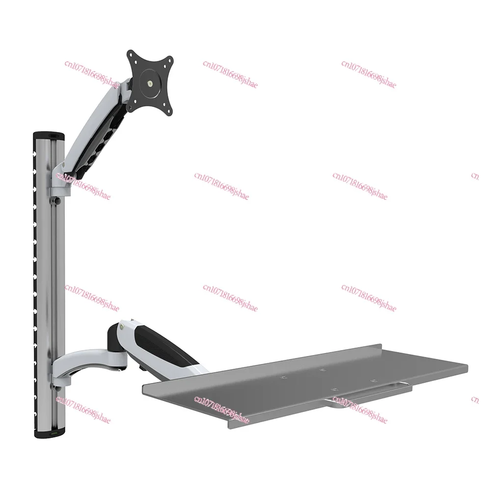 Height-adjustable Single-arm Monitor and Keyboard Tray Wall Mount