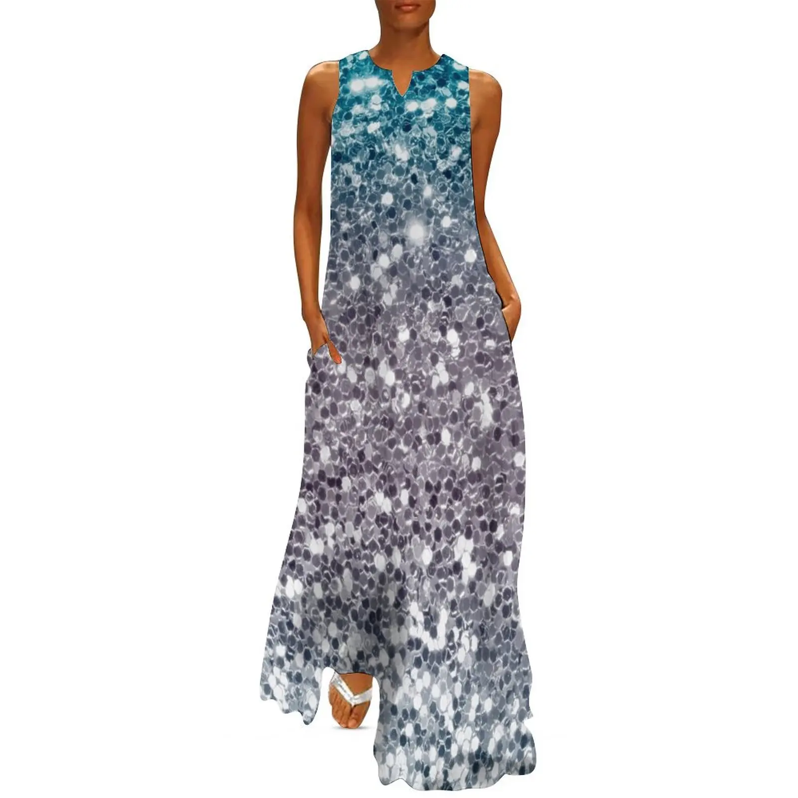 

Ombre Faux Sequin PRINT ONLY - Aesthetic Pattern Long Dress Women's summer dresses evening dress woman Dress