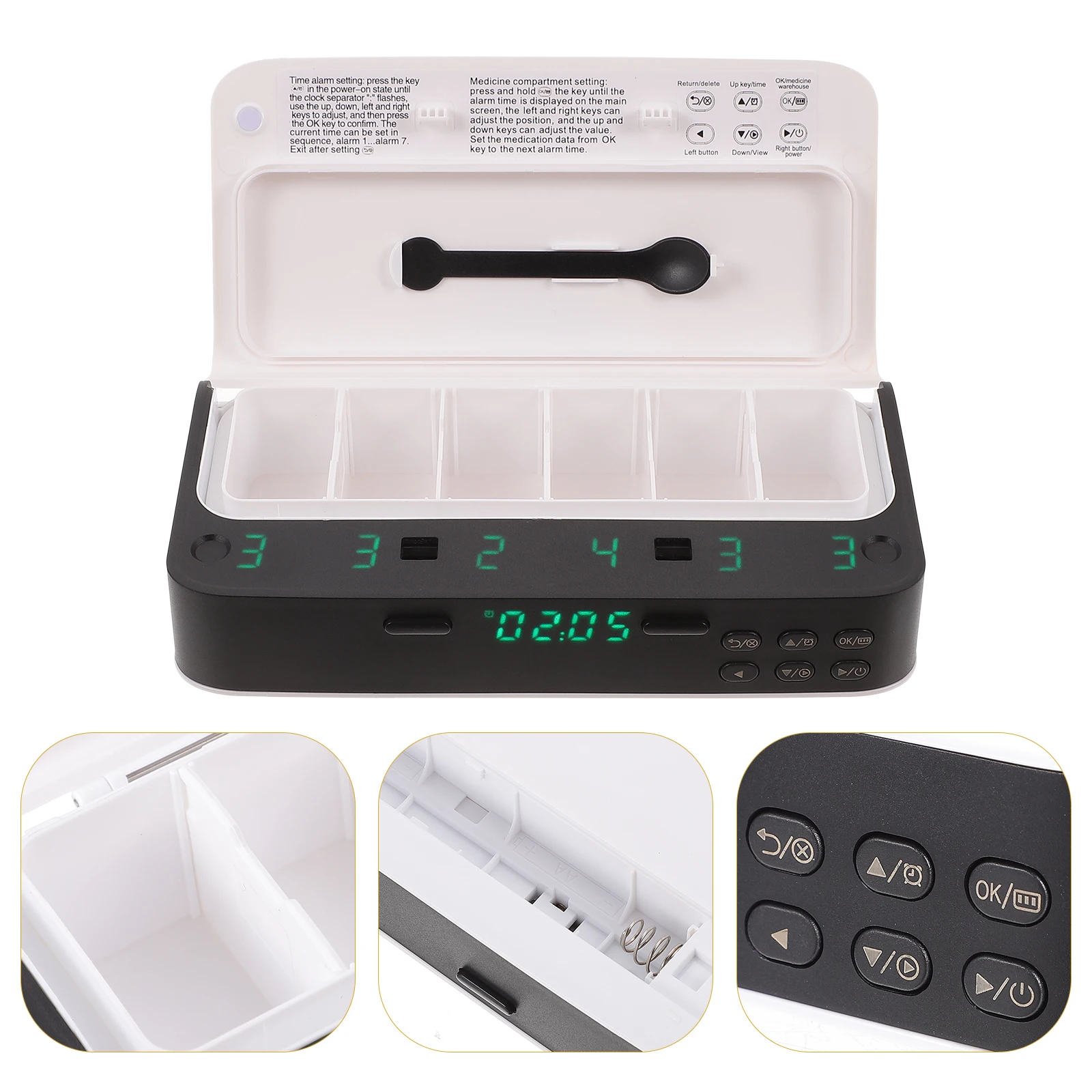 

Коробка для таблеток для пожилых людей, сигнализация, органайзер для лекарств, напоминание, таймер, портативный диспенсер для таблеток, влагостойкий