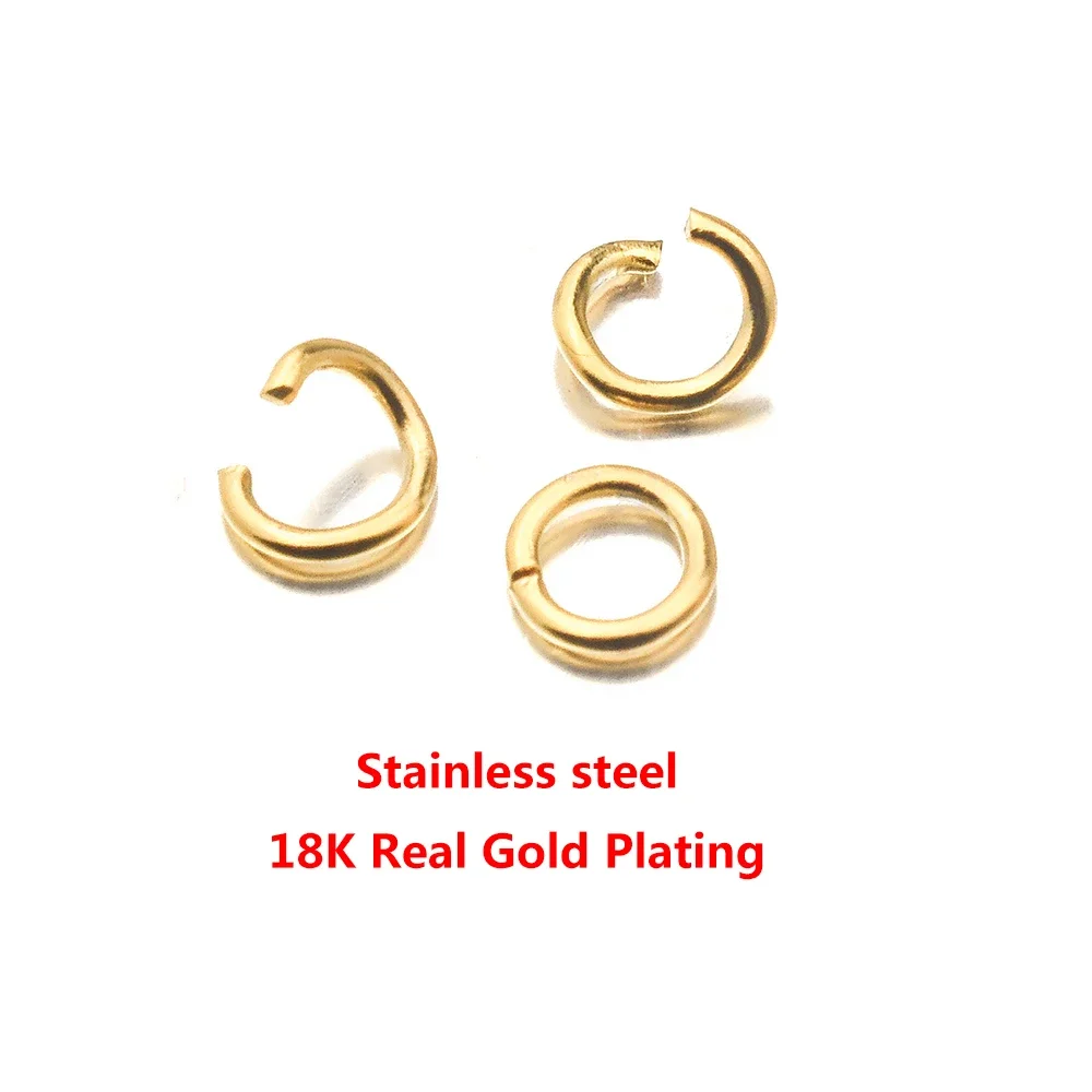 100pcs pvd Arany plated Rozsdamentes Acél nyitva Ugrás gyűrűk Szókimondó 4/5/6mm Elhasít gyűrűk csatlakozók számára DIY ewelry Látlelet Gyártás