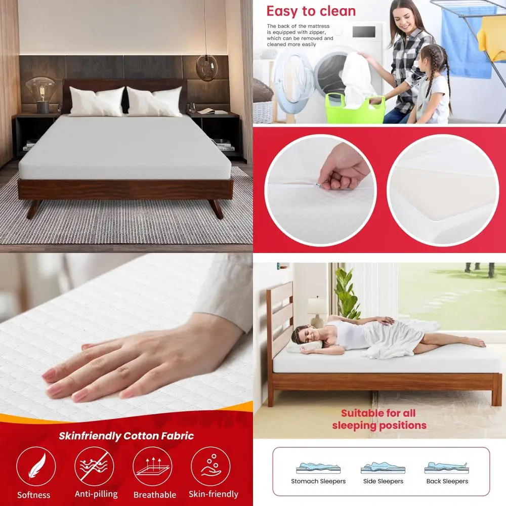 Medium Firm Gel Memory Foam Mattress for Cool Sleep and Pressure Relief with Breathable Cover, King Size Mattress
