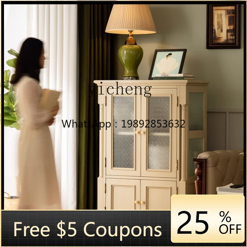 

GZ 2 French retro all-solid wood TV side cabinet decorative cabinet light luxury wall living room