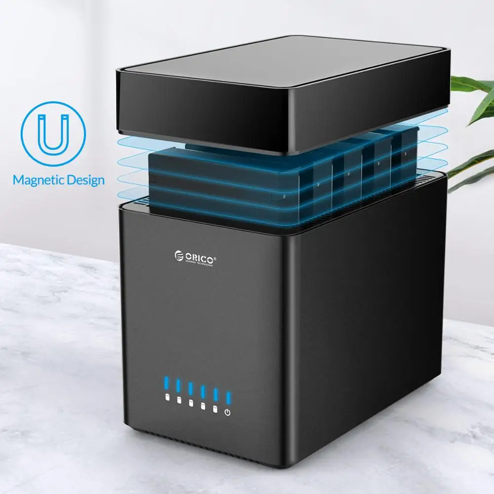 Orico 2/5 bay usb3.0 hdd gabinete sucção magnética sata para 3.5 Polegada caixa de disco rígido docking station pc caso suporte 12v4a potência