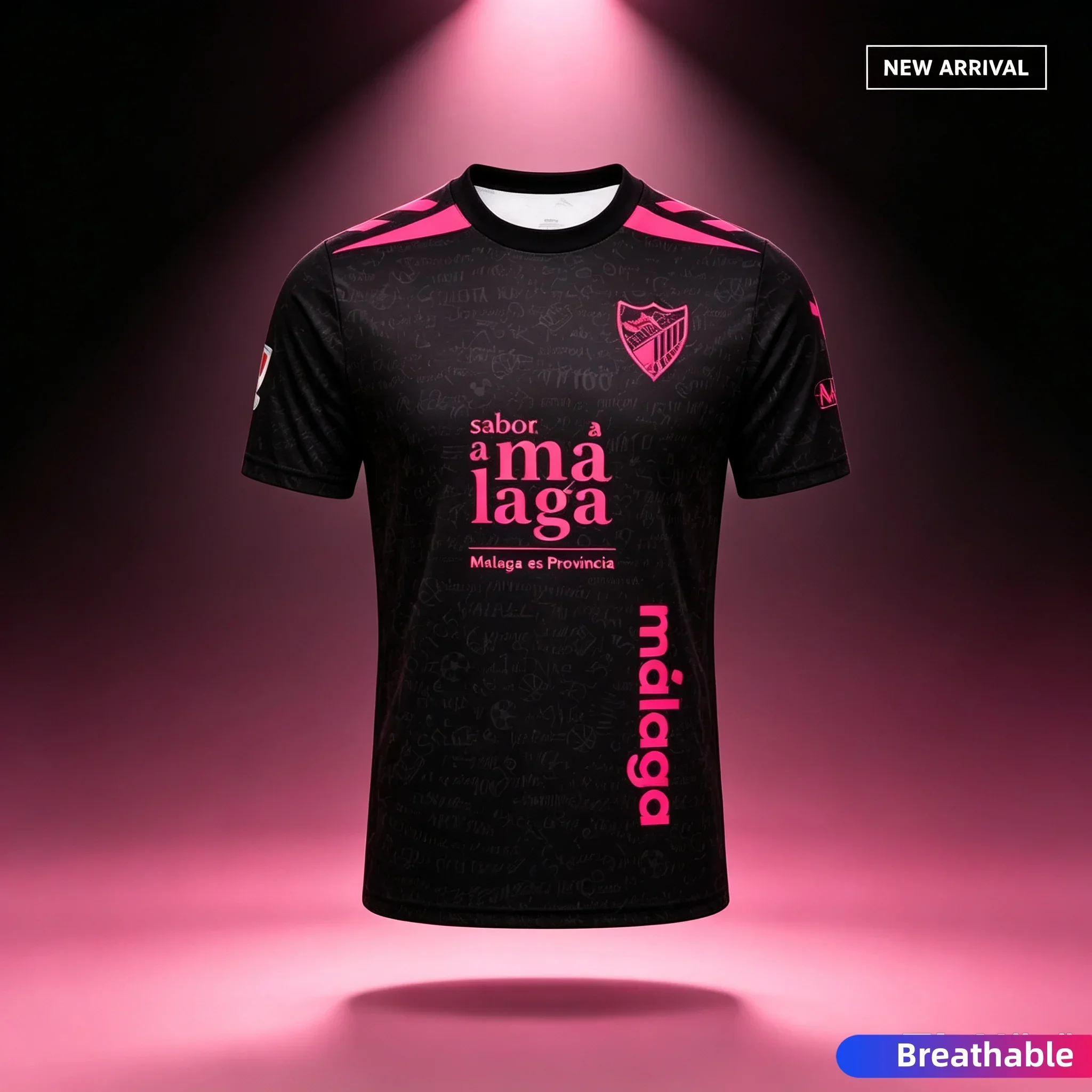2026-27 Neues 3D-Druck Erwachsenen Malaga Schnelltrocknendes Fußball-T-Shirt für Männer und Frauen, Atmungsaktiv, Lässig, Drittes Trikot, Eltern-Kind – Detail 2