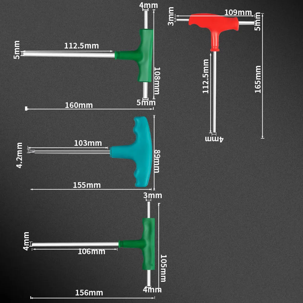 T-Shaped Hexagonal Wrench Screwdriver Plastic Handle Flat Head Plum Head Wrench Repair Tool Extension Spanner Hand Tools