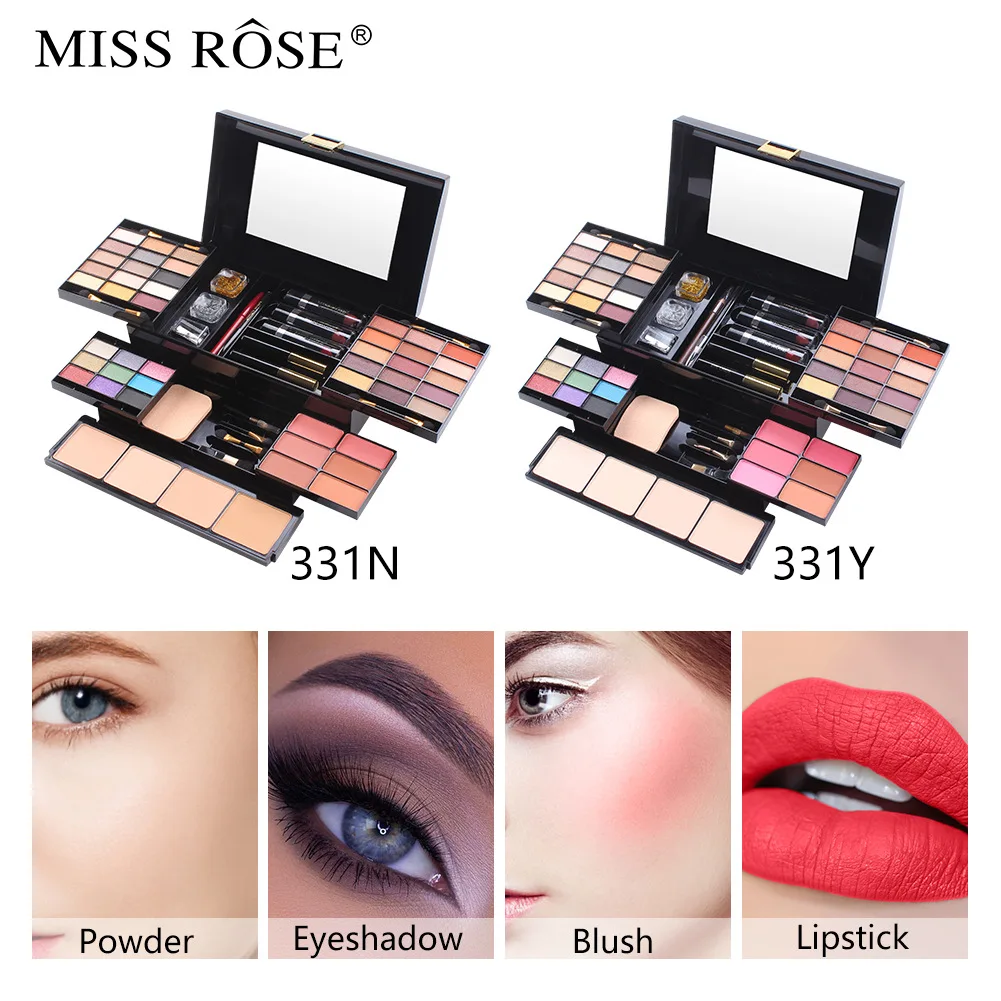 MISS ROSE Makeup Set Box Professional Waterproof Eye Shadow Lip Gloss Blusher Foundation Powder Kit Christmas Gifts Cosmetics