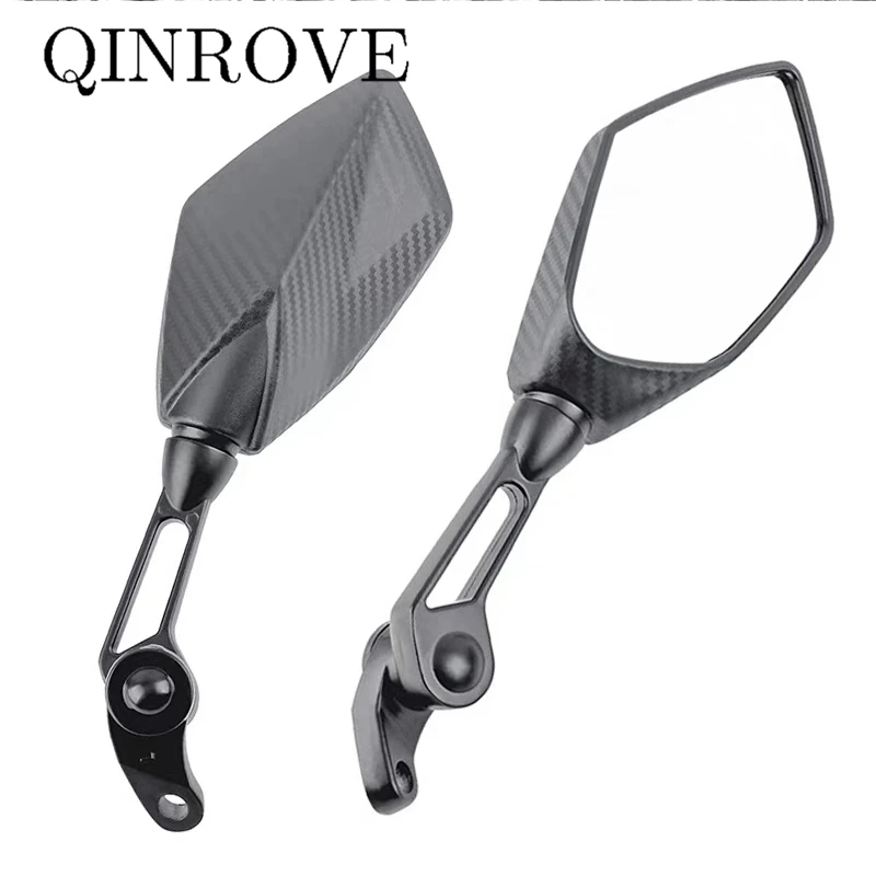 Espejo retrovisor Universal para motocicleta de 8/10MM, espejos convexos laterales de Color de fibra de carbono para Triumph Trident 660 Bajaj Pulsar NS200