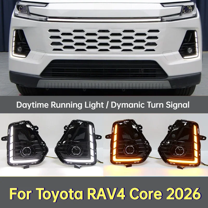 For Toyota RAV4 2026 US Version DRL Car Front Fog Light Position L-shaped Model Daytime Running Light Dymanic Turn Signal