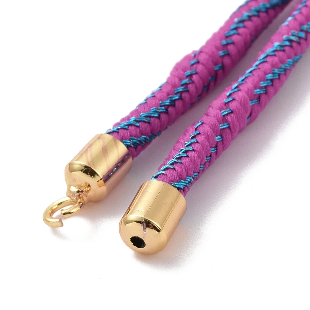 20Pcs Nylon Cord Silder Bracelets with Rack Plating Golden Brass Clasp for Connector Charm Bracelet Making 23x0.3cm