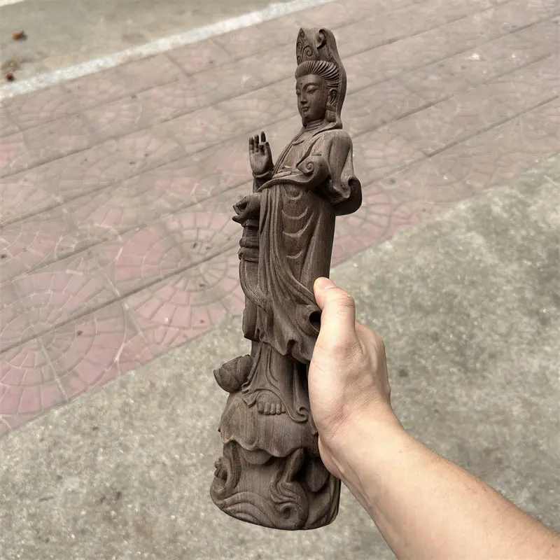 Hand Carved Guanyin Small Figurine Customizable Traditional Buddhist Sculpture for Bookshelf Decor and Meaningful Gift Giving