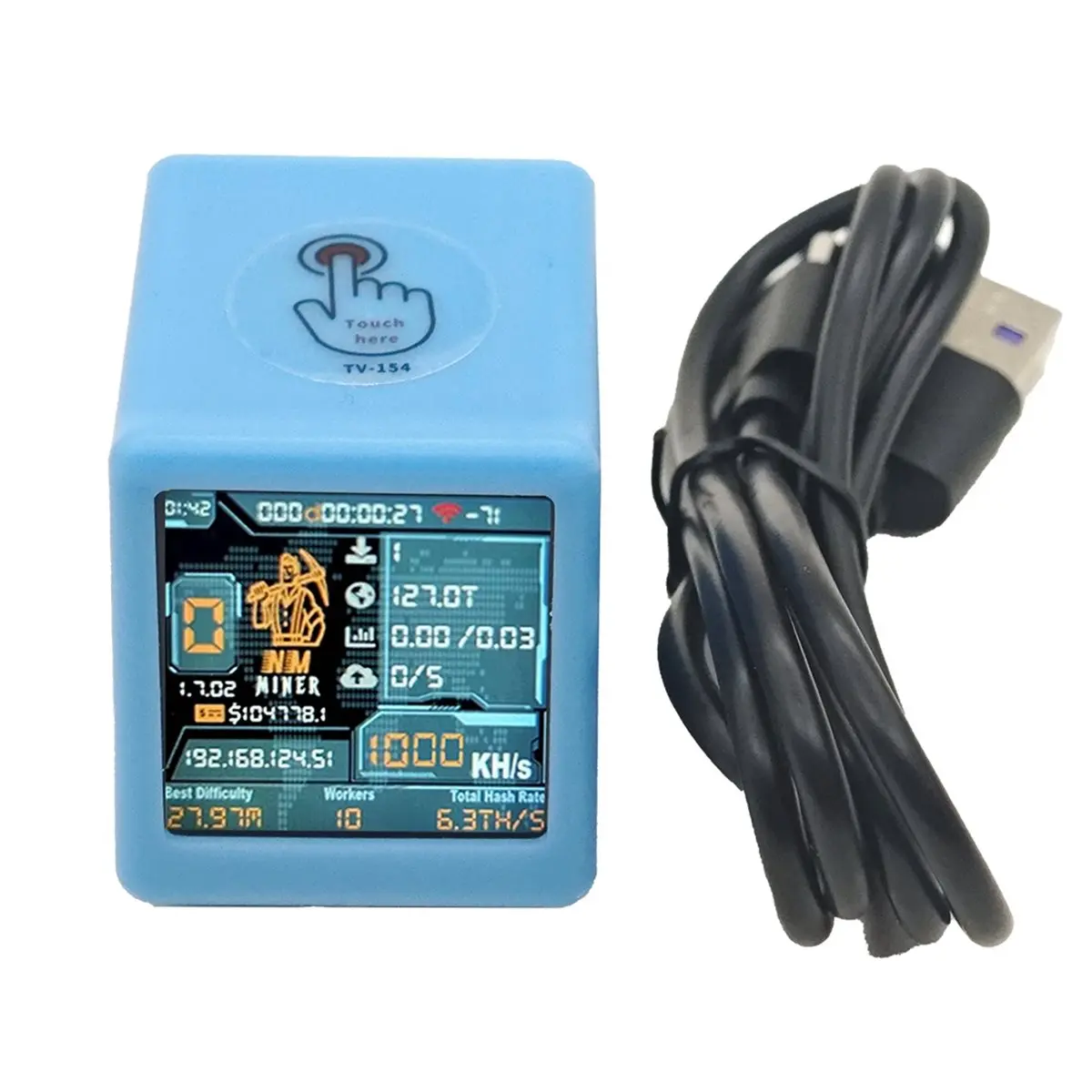 A73T NM TV NMMiner Smart TV 1000KH/SNerdminer ESP32 BTC SOLO Miner Desktop Clock Smart Home Silent Miner