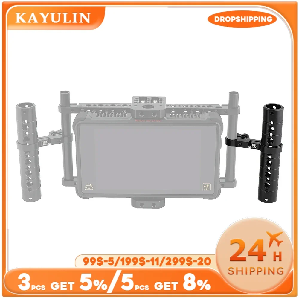 Kayulin manico con morsetto per asta da 15mm manico regolabile in alluminio per formaggio impugnatura staccabile per gabbie per Monitor con gabbia per fotocamera Dslr