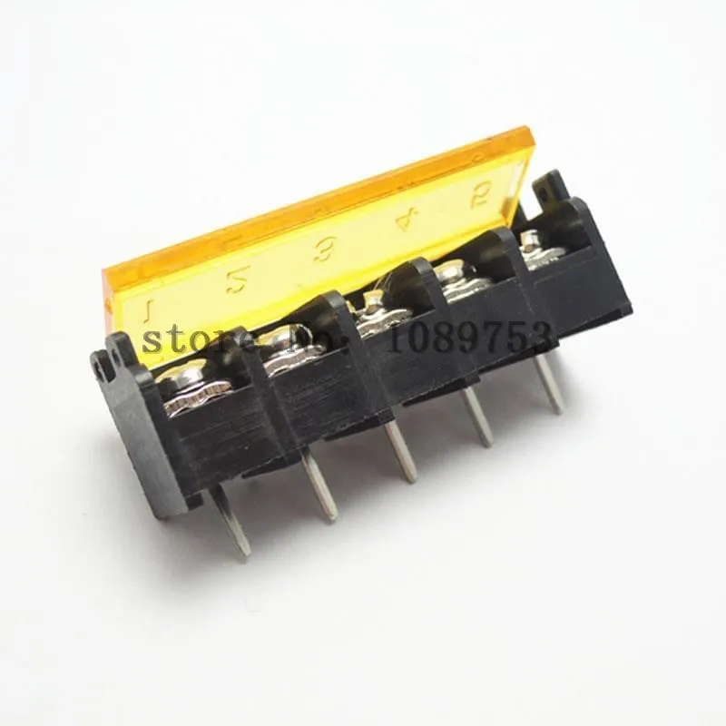 5Pcs HB-9500 2P-10P 9.5mm Barrier Terminal Block Connector with Cover PCB Mount