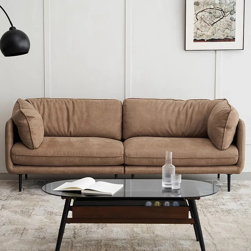 Nordic Italian Minimalist Medieval Retro High-end Matte Cloth Hugging Fabric Sofa